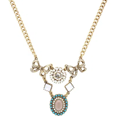 Olivia Welles Rosella Mixed Charm Frontal Necklace In Gold