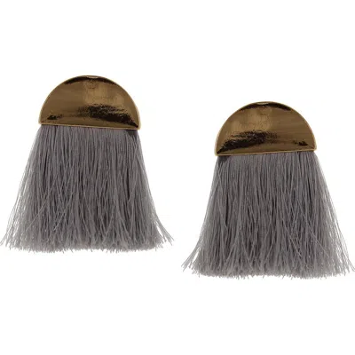 Olivia Welles Sabina Thread Stud Earrings In Gold-grey