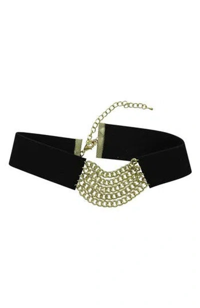 Olivia Welles Samara Faux Suede & Chain Choker In Green