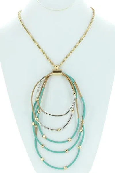 Olivia Welles Selma Multi Strand Cord Necklace In Green