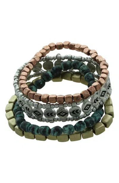 Olivia Welles Set Of 4 Salma Mixed Stretch Bracelets In Green