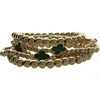 Olivia Welles Set Of 5 Clover Beaded Stackable Bracelets In Gold
