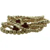Olivia Welles Set Of 5 Clover Beaded Stackable Bracelets In Gold