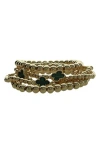 Olivia Welles Set Of 5 Clover Beaded Stackable Bracelets In Gold
