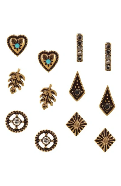 Olivia Welles Set Of 6 Stud Earrings In Gold
