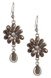 Olivia Welles Shadow Flower Drop Earrings In Silver