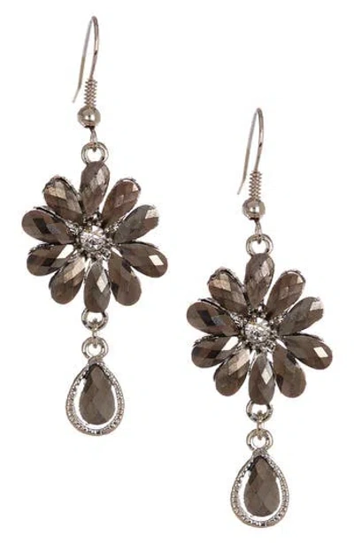 Olivia Welles Shadow Flower Drop Earrings In Silver