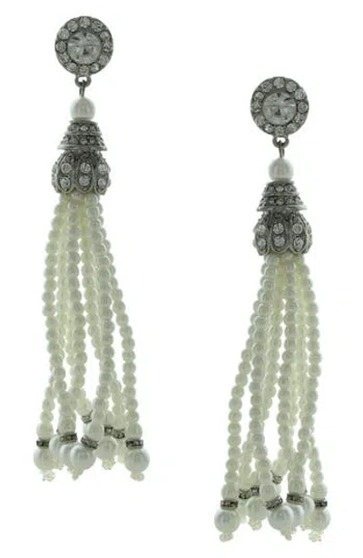 Olivia Welles Shena Faux Pearl Tassel Drop Earrings In Multi