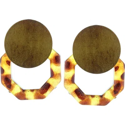 Olivia Welles Silver Plated Becca Resin Wood Earrings