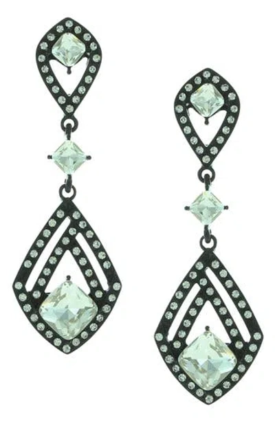 Olivia Welles Silver Plated Cleo Crystal Earrings In Black/clear