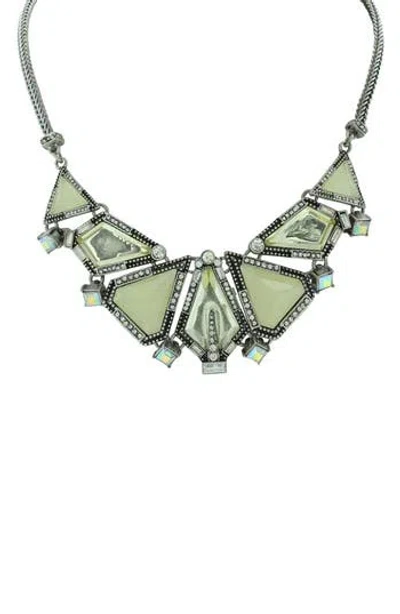 Olivia Welles Silver-tone Iridescent Crystal Bib Necklace In Metallic