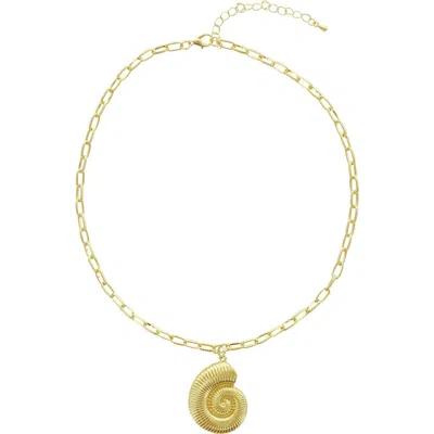 Olivia Welles Spiral Shell Pendant Necklace In Gold