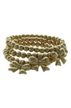Olivia Welles Stacked Bow Bracelets In Gold