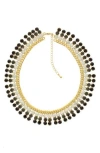 Olivia Welles Statement Crystal Necklace In Brown