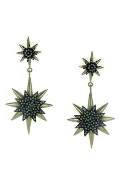 Olivia Welles Stellina Star Drop Earrings In Green