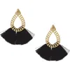 Olivia Welles Step Into Fall Sweep Fringe Teardrop Earrings In Gold/black