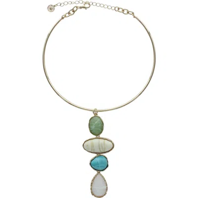 Olivia Welles Stepping Stone Choker In Gold / Blue / White