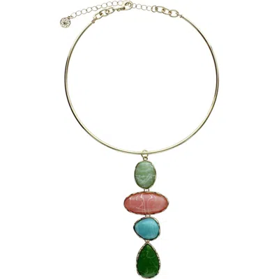 Olivia Welles Stepping Stone Choker In Gold / Multi