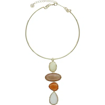 Olivia Welles Stepping Stone Choker In Gold / Orange / White