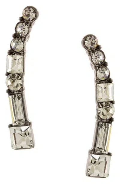 Olivia Welles Stepping Stone Drop Earrings In Gunmetal/clear