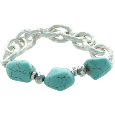 Olivia Welles Stretch Link Bracelet With Resin Beads In Green