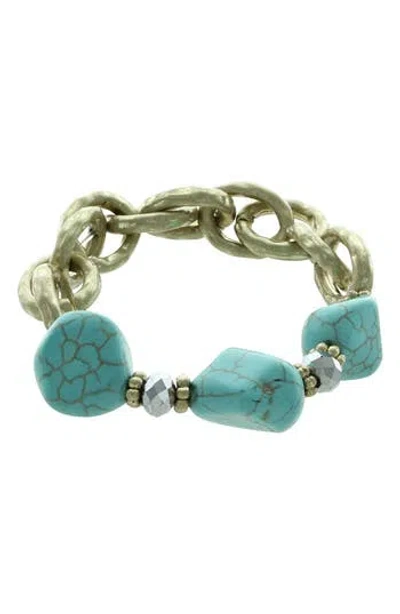 Olivia Welles Stretch Link Bracelet With Resin Beads In Green