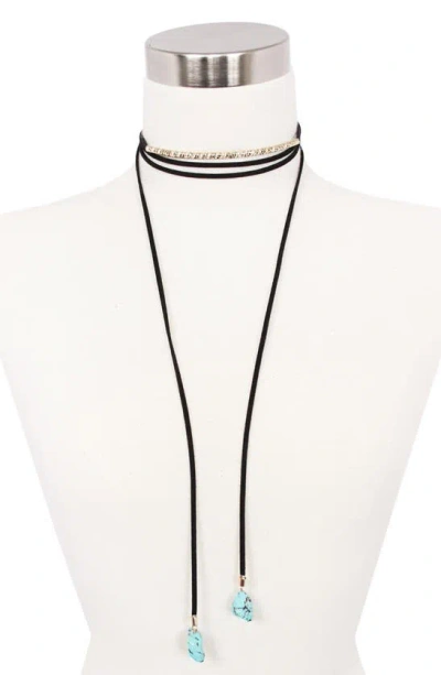 Olivia Welles Suede Wrap Choker Necklace In Black