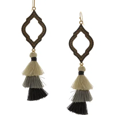 Olivia Welles Taia Fringe Drop Earrings In Brown
