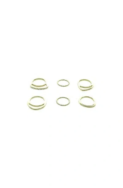 Olivia Welles Take Shape Set Of 6 Rings In Gold