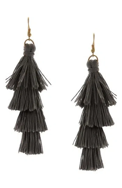 Olivia Welles Talia Tassel Drop Earrings In Black