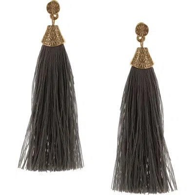 Olivia Welles Tassel Drop Earrings In Gold / Grey