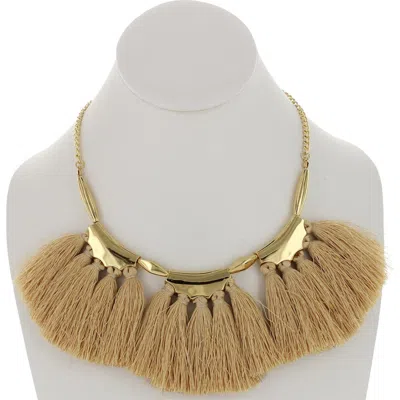 Olivia Welles Tassel Fan Bib Necklace In Gold-neutral