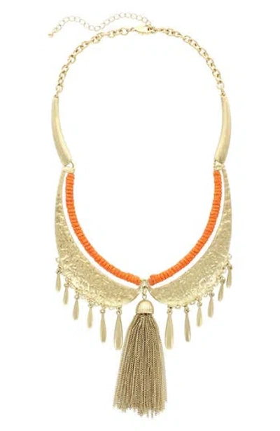 Olivia Welles Tassel Fringe Necklace In Multi