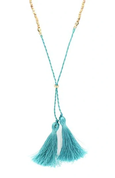 Olivia Welles Tassel Pendant Necklace In Green