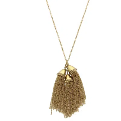 Olivia Welles Tassel Trio Pendant Necklace In Gold