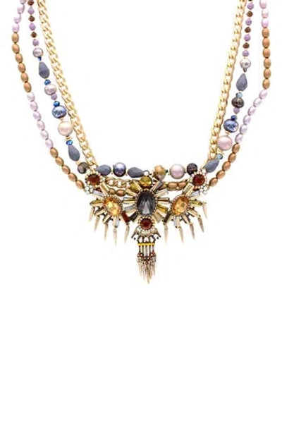 Olivia Welles Tatiana Crystal Pendant Faux Pearl Layered Necklace In Multi