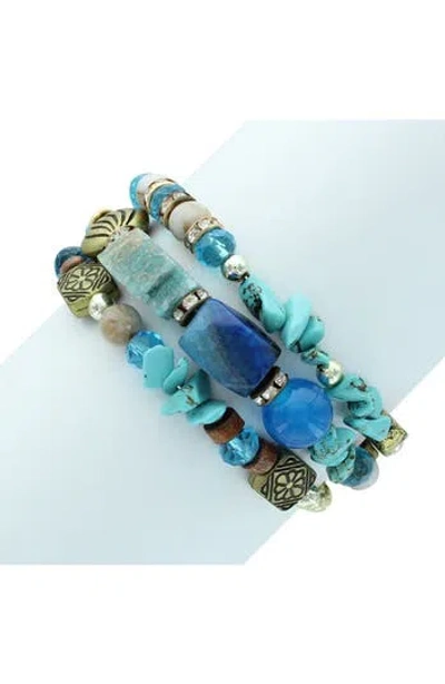 Olivia Welles Tessa Mixed Stone Wrap Bracelet In Blue