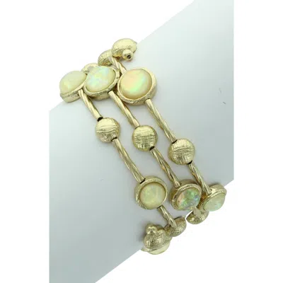 Olivia Welles Textured Bauble & Resin Stone Bracelet In Gold