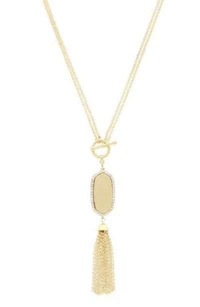 Olivia Welles Thalia Crystal Tassel Pendant Necklace In Purple