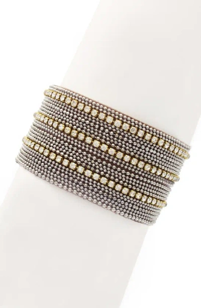 Olivia Welles Time To Shine Crystal & Bead Bracelet In Gold/ Grey