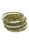 Olivia Welles Touch Of Jewels Bangle Bracelet Stack In Gold/white