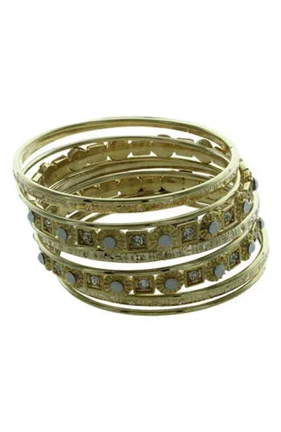 Olivia Welles Touch Of Jewels Bangle Bracelet Stack In Gold/white