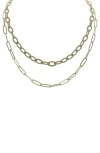 Olivia Welles Trina Double Layer Chain Necklace In Gold/beige