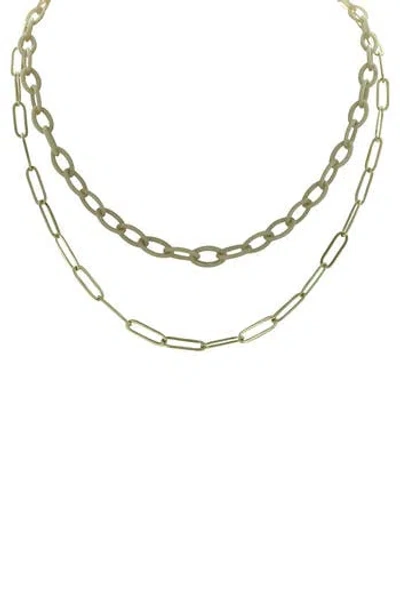 Olivia Welles Trina Double Layer Chain Necklace In Metallic