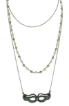 Olivia Welles Triple Layer Beaded Imitation Pearl Mask Pendant Necklace In Antique Silver/cream