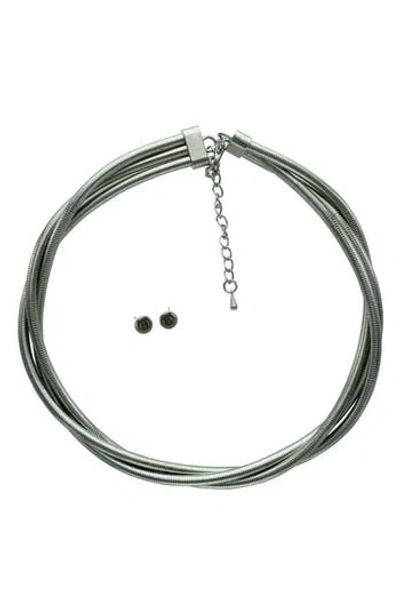 Olivia Welles Twist Tube Chain Necklace In Silver