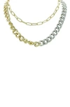 Olivia Welles Two-tone Double Time Chain Necklace In Gold/silver