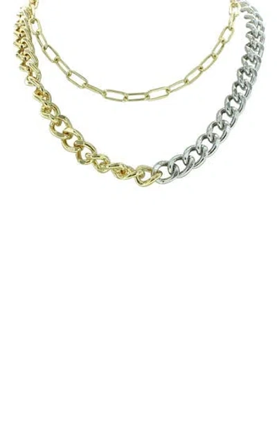 Olivia Welles Two-tone Double Time Chain Necklace In Gold