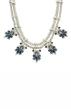 Olivia Welles Veanna Cluster Double Strand Necklace In Silver/blue