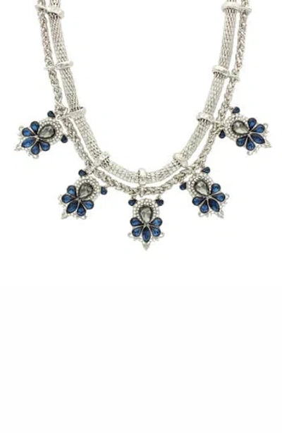 Olivia Welles Veanna Cluster Double Strand Necklace In Silver/blue